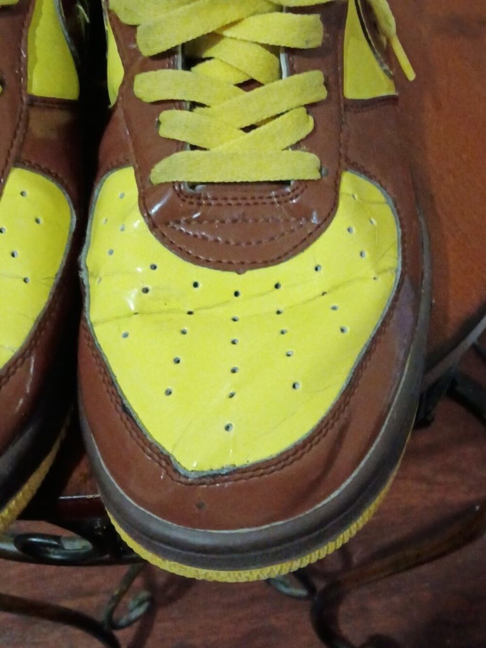 Men's A Bathing Ape Foot Work Trap Star Brown Yellow Sneaker FS-001 Size 11.5 - Picture 8 of 15